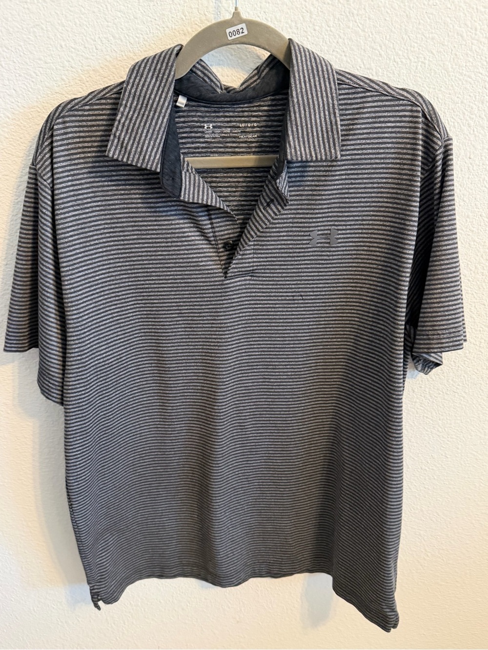 LG Men's Gray Striped Polo Shirt